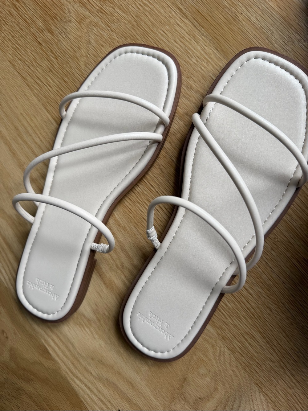 New! Abercrombie & Fitch “Hailey” White Faux Leather Strappy Sandals